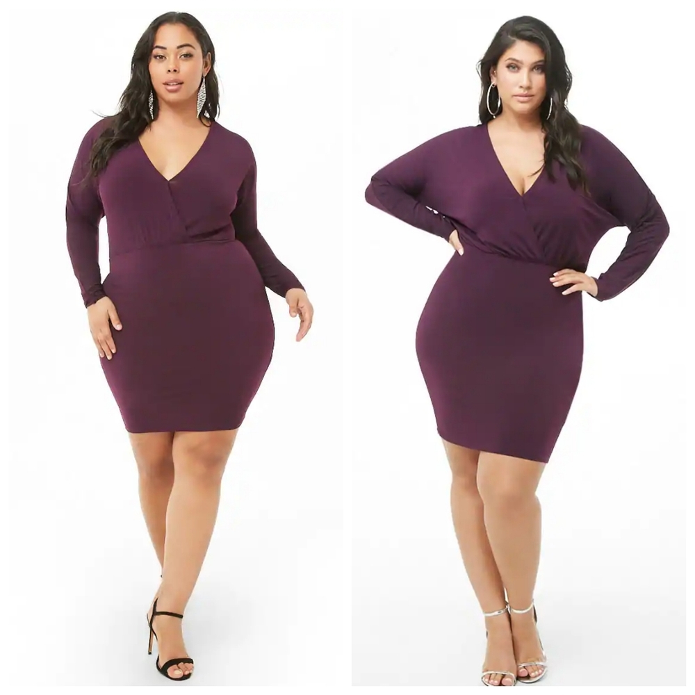 Plum Surplice Mini Dress